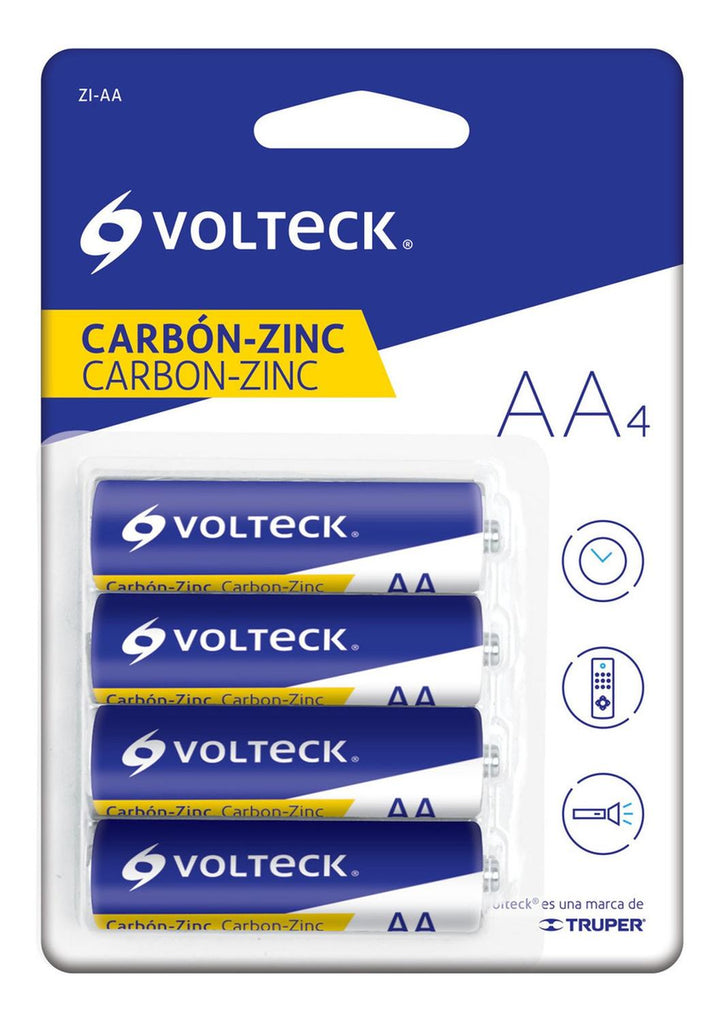 Pila Zinc-carbón Tamaño Aa Con 4 Pzas Volteck - Mundo Tool 