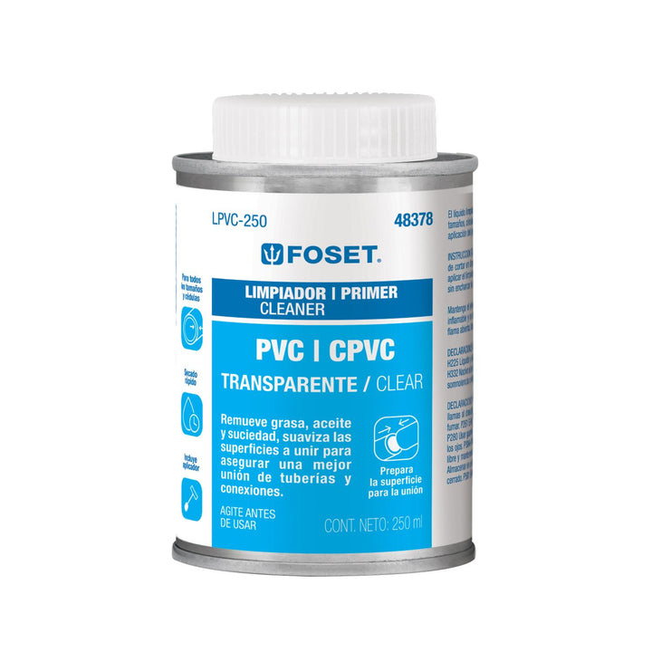 Limpiador para PVC y CPVC en lata, 250ml, Foset - Mundo Tool 