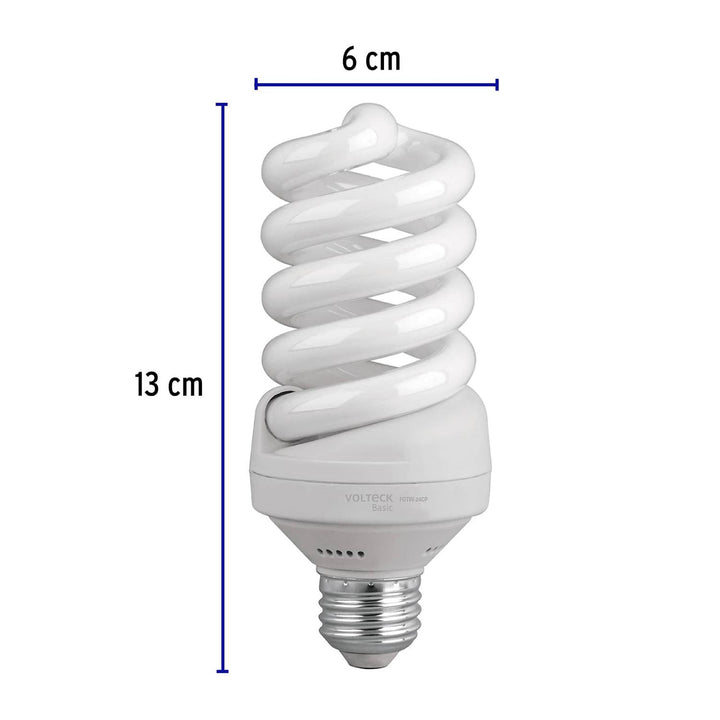 Pack de 4 lámparas espiral T4 24 W luz de día, caja, Volteck - Mundo Tool 