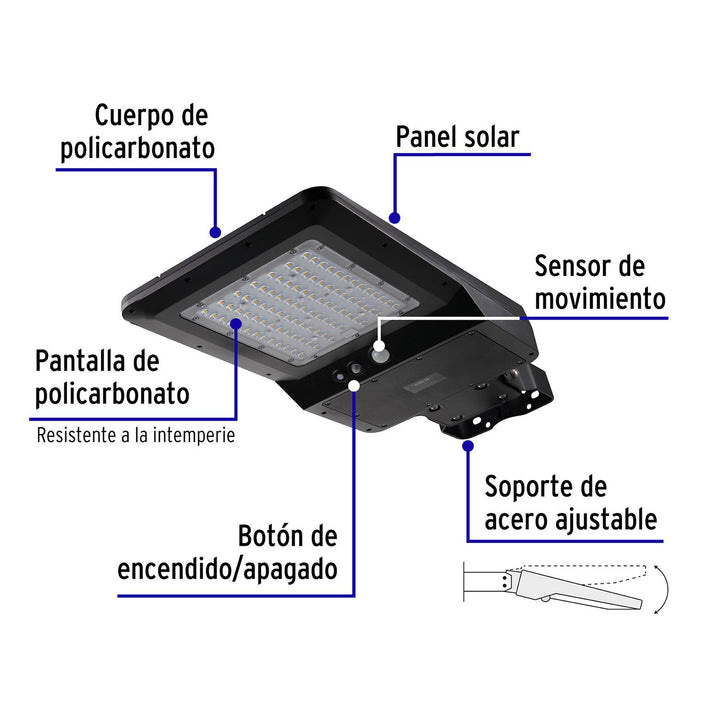 Luminario suburbano LED 40 W c/panel solar y control remoto - Mundo Tool 