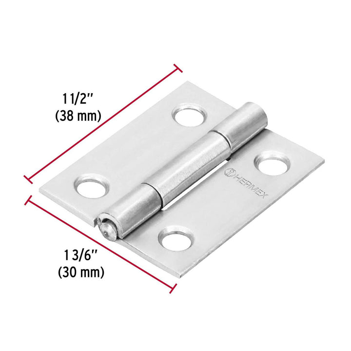 Bisagra rectangular 1-1/2', acero inoxidable Hermex - Mundo Tool 