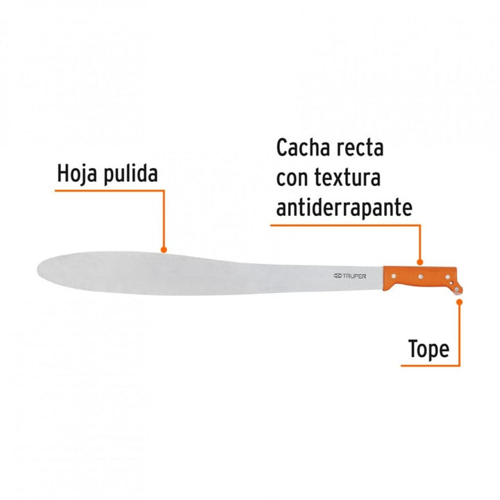 Machete Caguayano 24' cacha naranja remachada Truper - Mundo Tool 