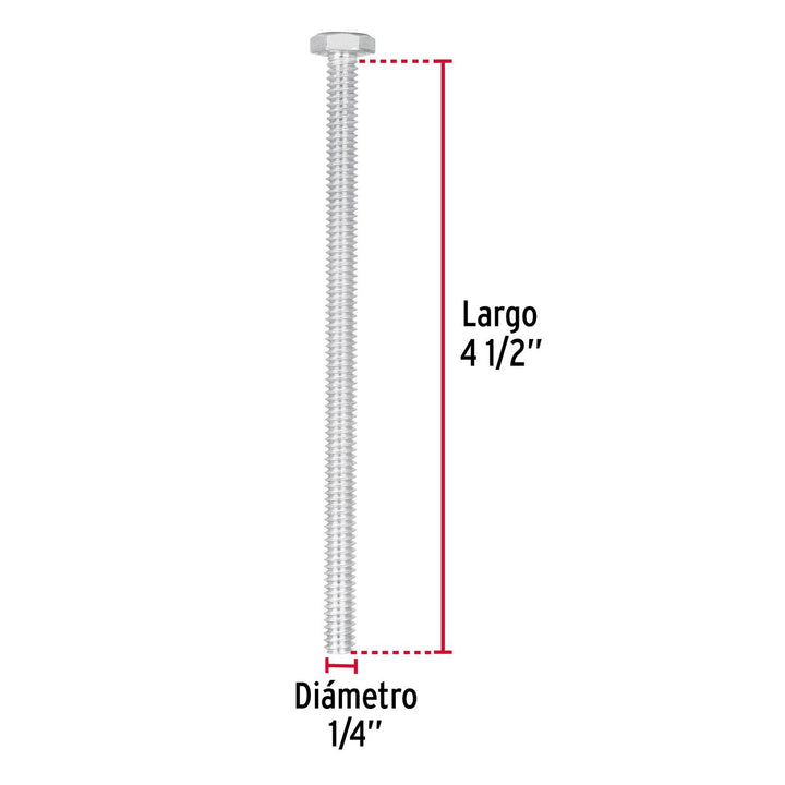 Tornillo tipo máquina, 1/4 x 4-1/2', bolsa con 25pzas Fiero - Mundo Tool 