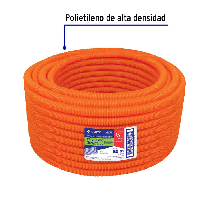 Poliducto 1/2' corrugado flex. reforz. s/guía, 100m - Mundo Tool 