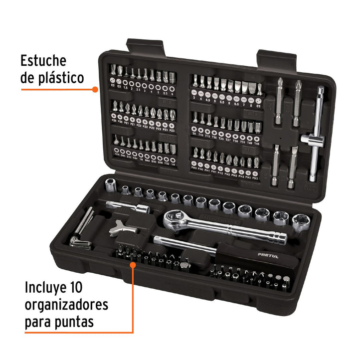 Juego de 130 herramientas 1/4" para mecánico, Pretul - Mundo Tool 