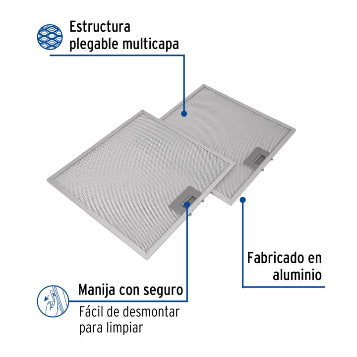 Juego de 2 filtros de aluminio para campana CAME-75 - Mundo Tool 