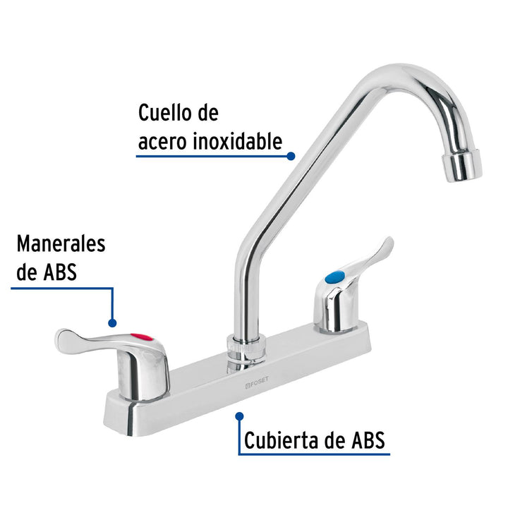 Mezcladora Para Fregadero curvo, manerales palanca Foset - Mundo Tool 