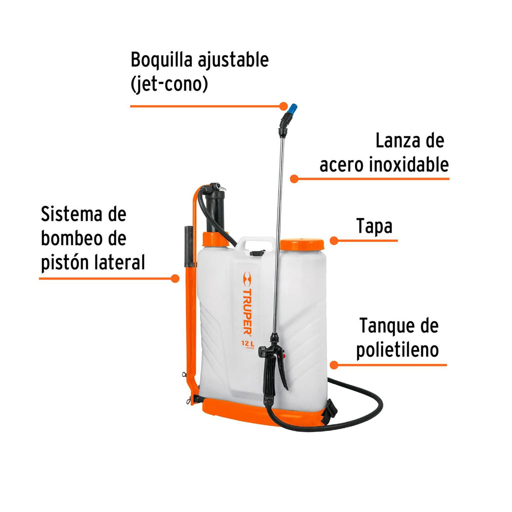 Fumigador de 12 L manual de mochila, Truper - Mundo Tool 