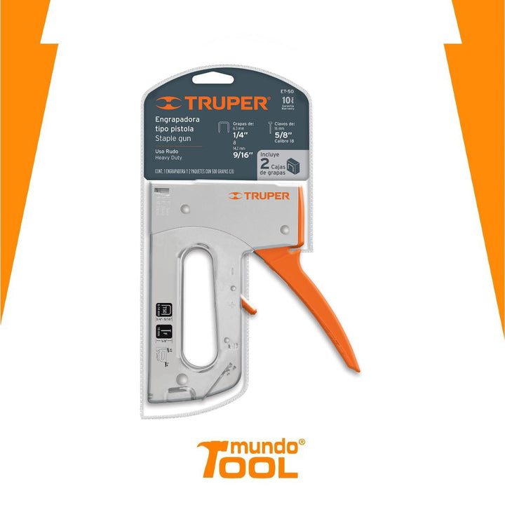 Engrapadora Tipo Pistola Grapas De 1/4 A 9/16 Truper - Mundo Tool 