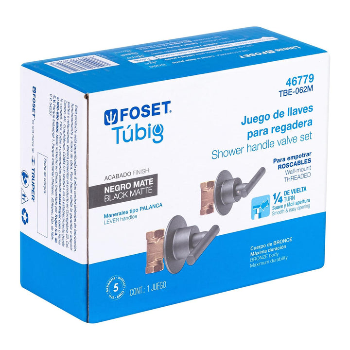 Foset Llaves Para Regadera Negro Mate Monomando Para Regadera