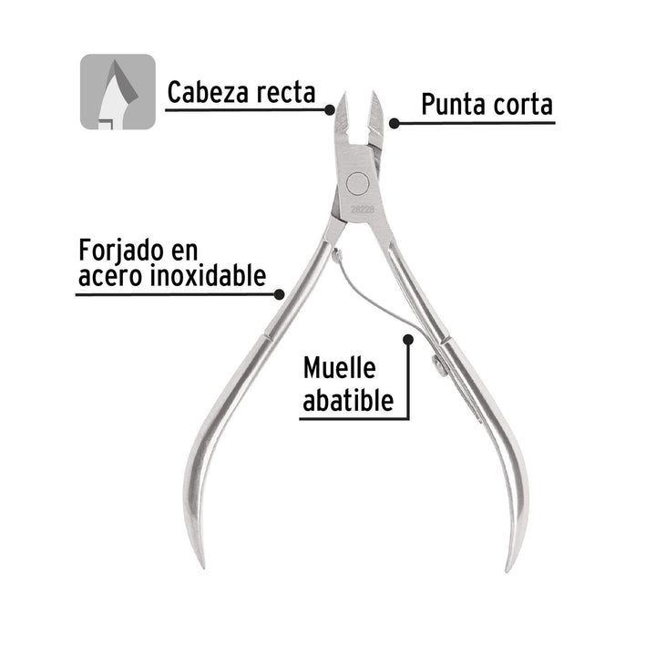 Alicate para manicure 3-3/4', cabeza recta, Pretul - Mundo Tool 