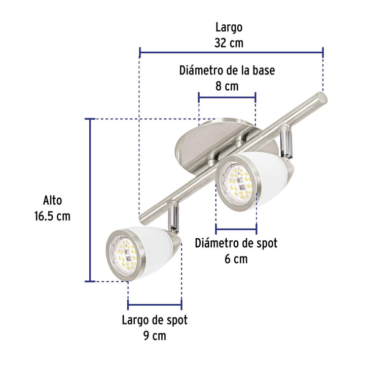 Luminario de sobreponer 2 spots base GU10, Verona, Volteck - Mundo Tool 