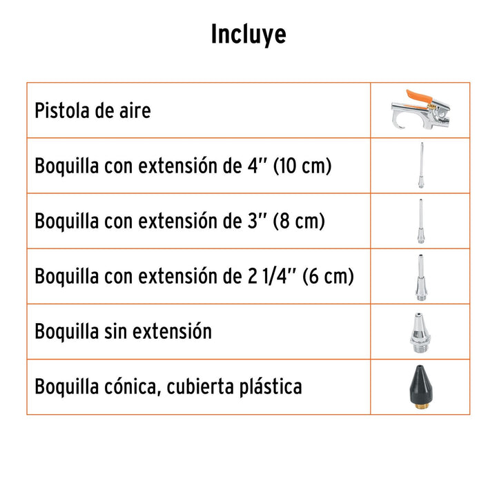 Juego De Pistola Y 5 Boquillas Para Compresor Truper - Mundo Tool 