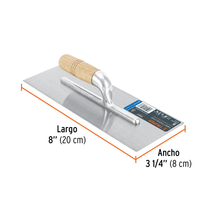 Llana mini canto recto 8', 6 remaches, mgo de madera, Truper - Mundo Tool 