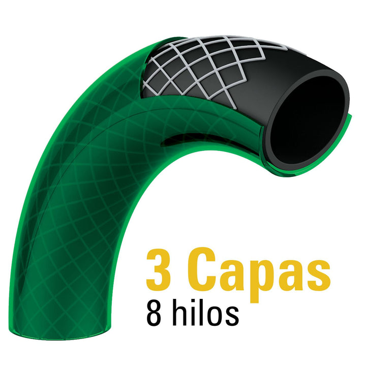 Manguera para jardín 1/2" Reforzada 3 Capas 15 M Pretul - Mundo Tool 