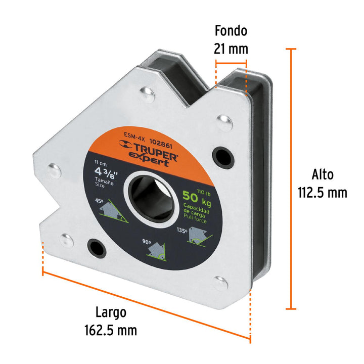 Escuadra magnética 4' para soldar, capacidad 50 kg, Expert - Mundo Tool 