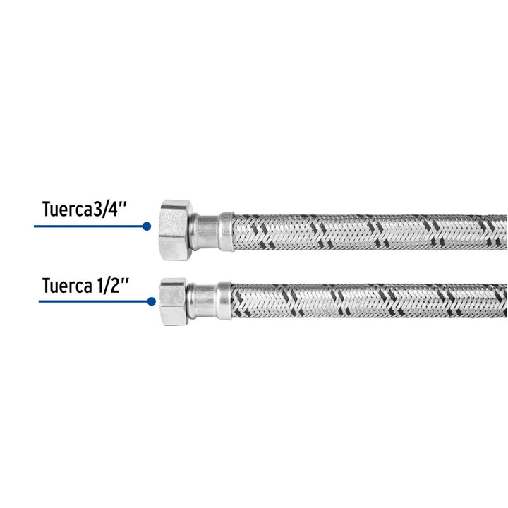 Manguera para boiler 1/2x3/4' 60cm acero Foset - Mundo Tool 