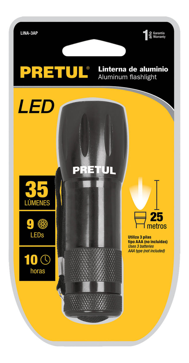 Linterna De Aluminio De Pilas, 35 Lúmenes, 9 Leds - Mundo Tool 