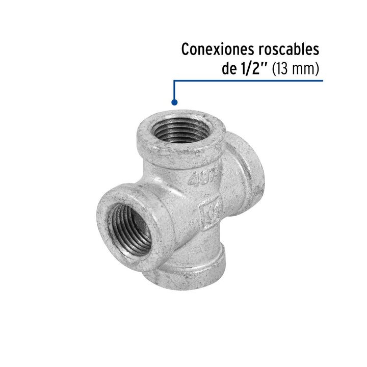 Cruz de acero galvanizado 1/2", Foset - Mundo Tool 