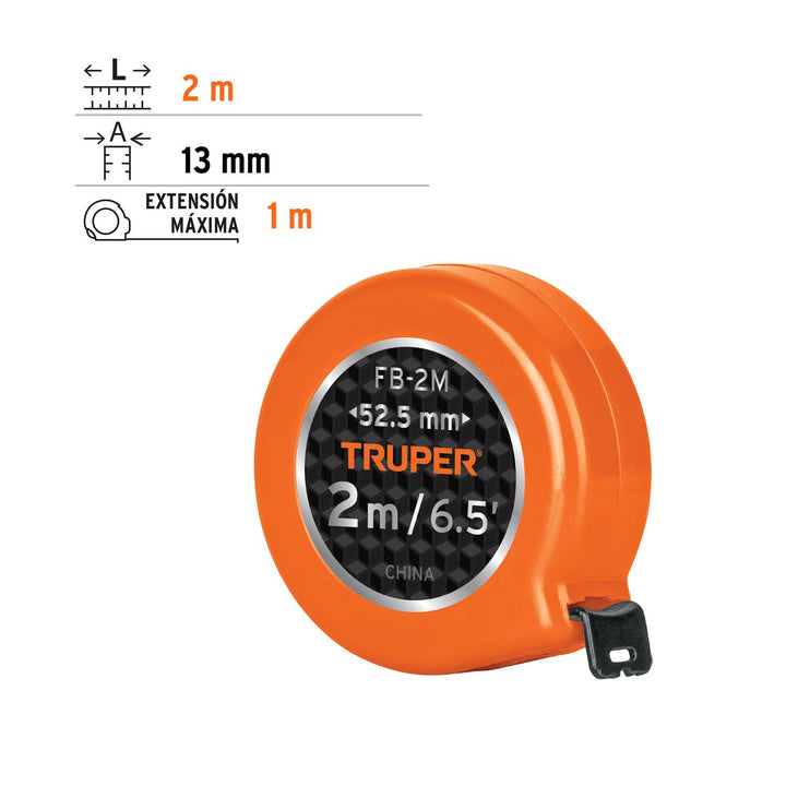 Flexómetro de bolsillo 2m, Truper - Mundo Tool 