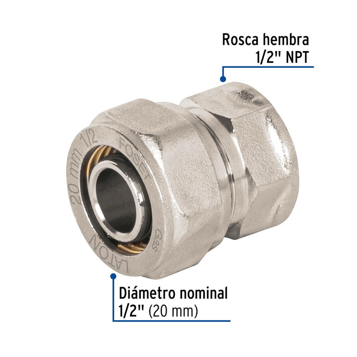 Conector para PEALPE, 1/2', con rosca hembra, Foset - Mundo Tool 