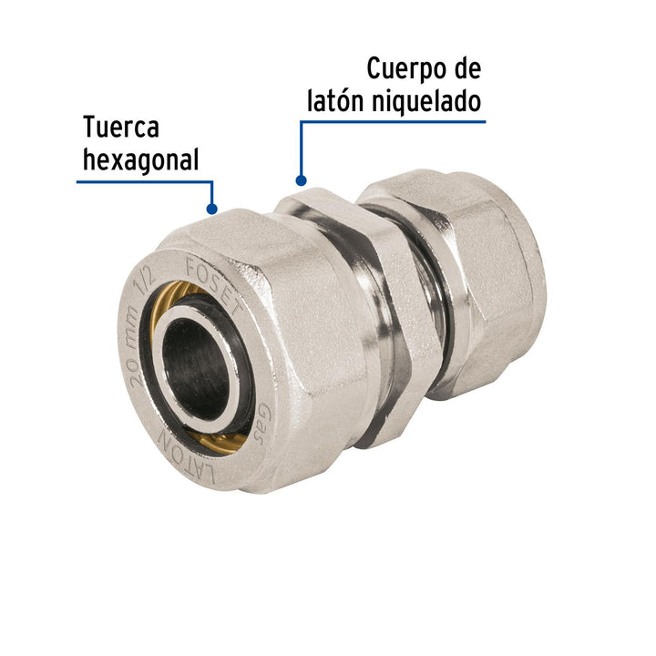 Cople de compresión reducido para PEALPE, 1/2' x 3/8', Foset - Mundo Tool 