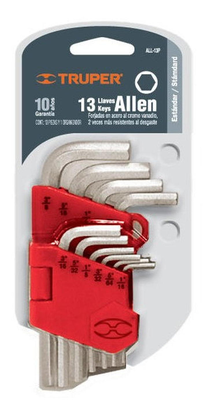 Juego De 13 Llaves Allen Standard Con Organiz Truper - Mundo Tool 