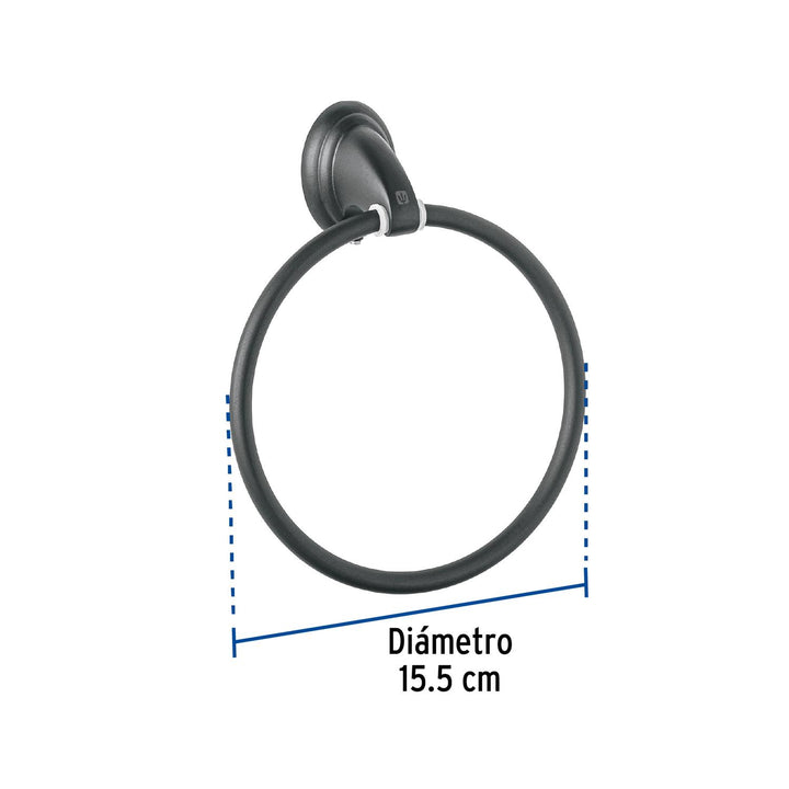 Toallero argolla metálico acabado negro, Foset Aqua - Mundo Tool 