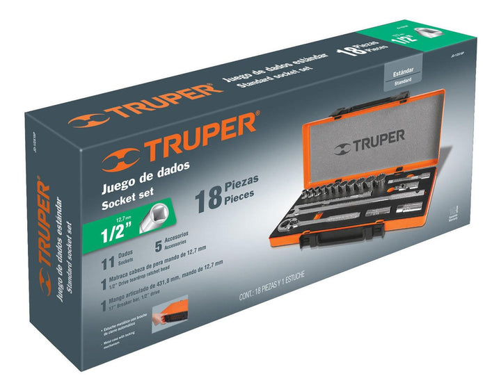Juego De Autoclé Cuadro 1/2' 19 Piezas Truper - Mundo Tool 