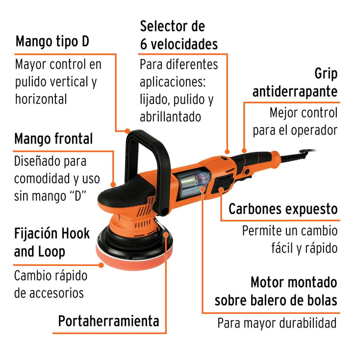 Pulidora doble acción 6" 900 W, profesional, Truper - Mundo Tool 