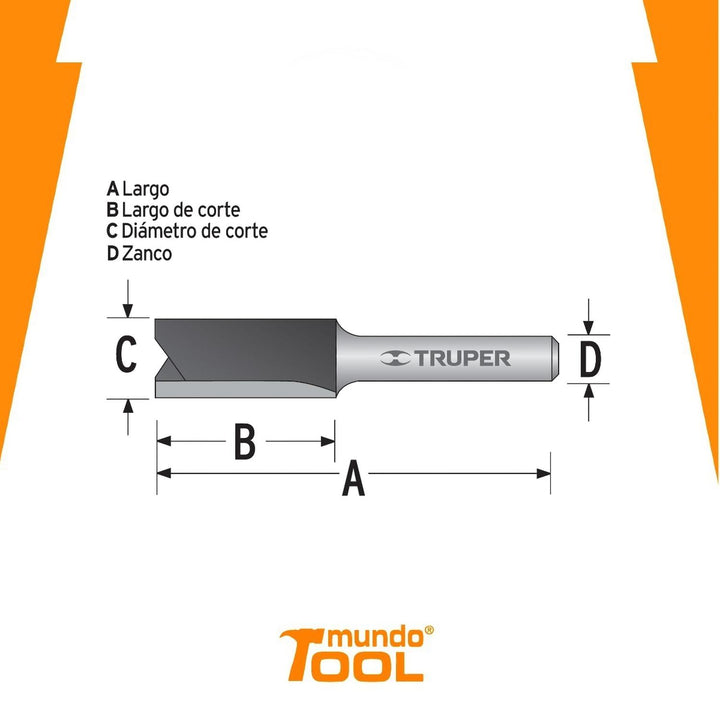 Broca para router, recta 2 filos, 5/8' Truper - Mundo Tool 