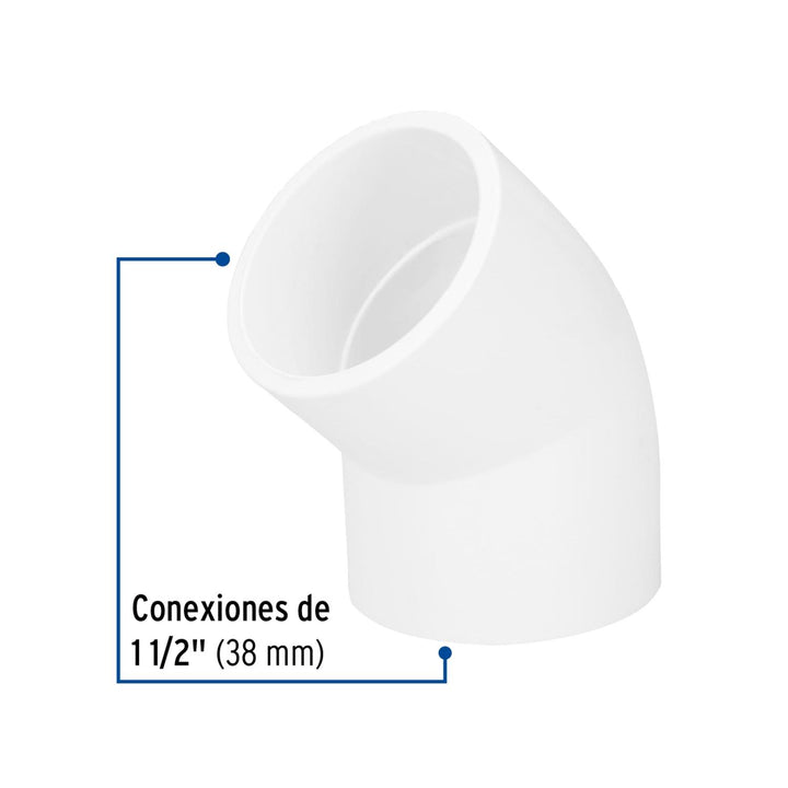 Codo 45° de PVC, 1-1/2' Foset - Mundo Tool 