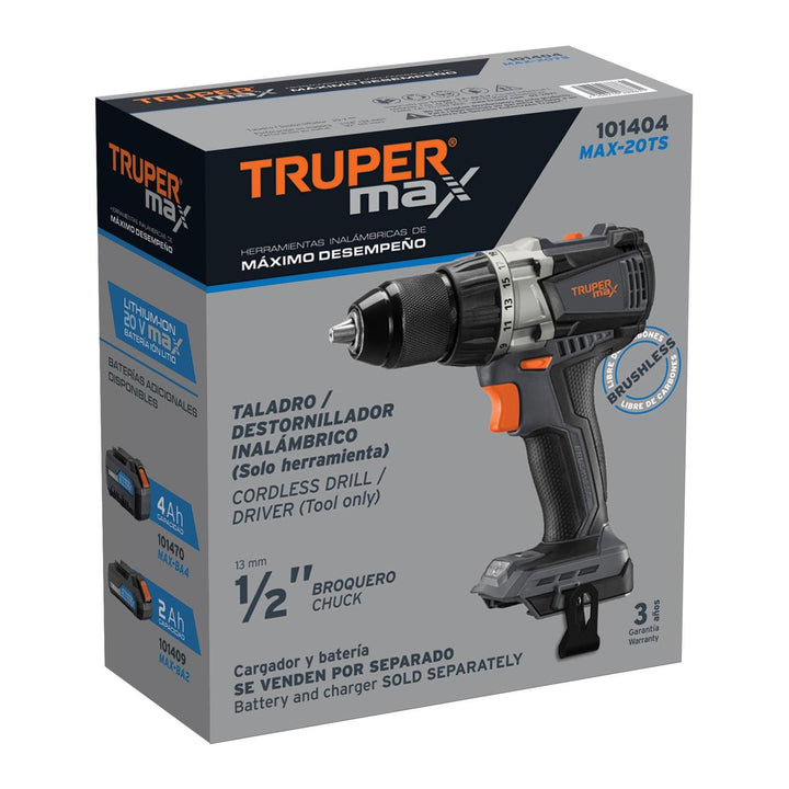 Taladro inalámbrico 1/2" 20 V Truper MAX, sin batería - Mundo Tool 