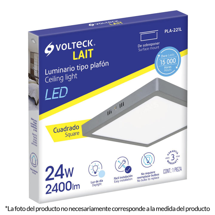 Luminario Plafón Cuadrado 6w 6500k Led Volteck - Mundo Tool 