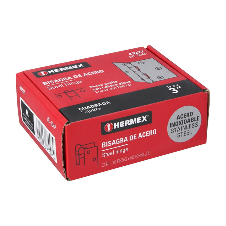 Bisagra Cuadrada 3' Acero Inoxidable Plana Hermex - Mundo Tool 