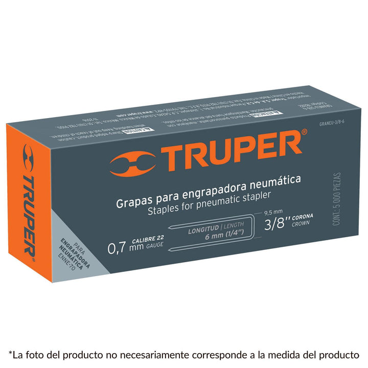 Grapas para engrapadora neumática ENEU-3/8, 16mm, 5,000 pzas Truper - Mundo Tool 