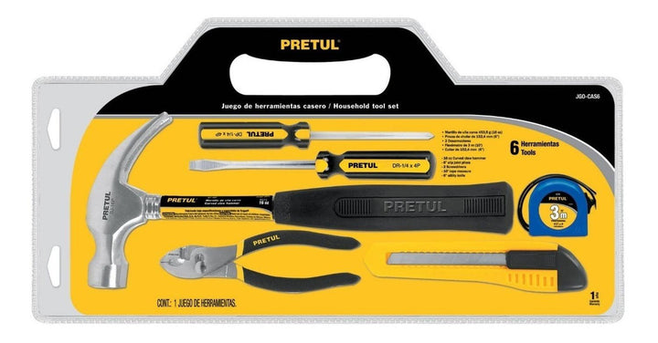 Juego Herramientas Para La Casa Kit 6 Piezas Pretul - Mundo Tool 