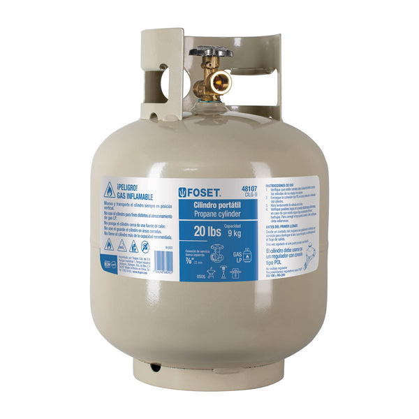 Foset CILG-9, Cilindro portátil para Gas LP 9kg válvula de Servicio con conexión de 7/8″ (Izquierda) - Mundo Tool 