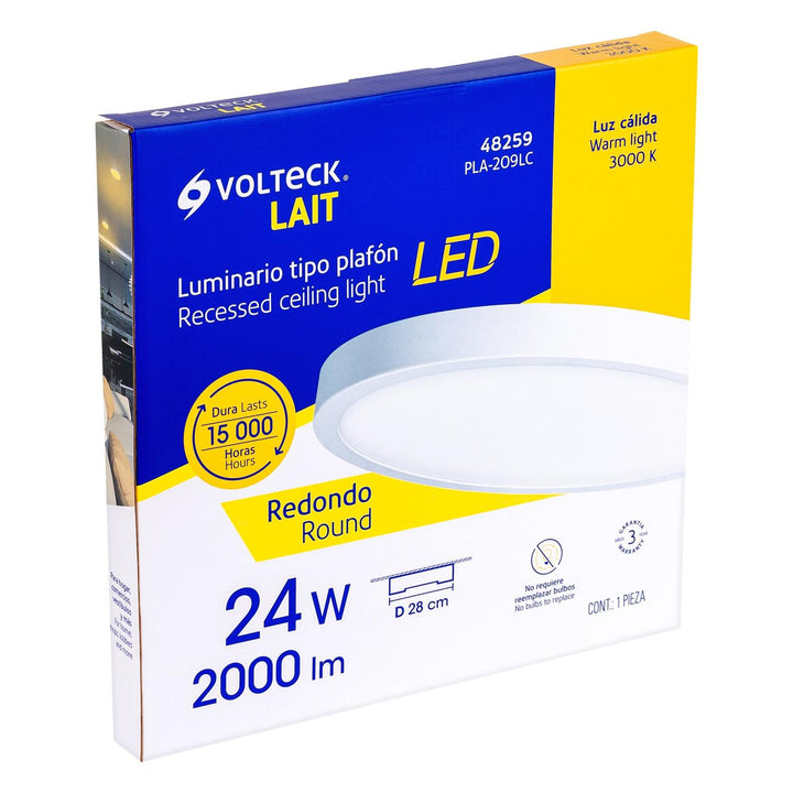 Luminario blanco de LED 24 W redondo tipo plafón luz cálida - Mundo Tool 