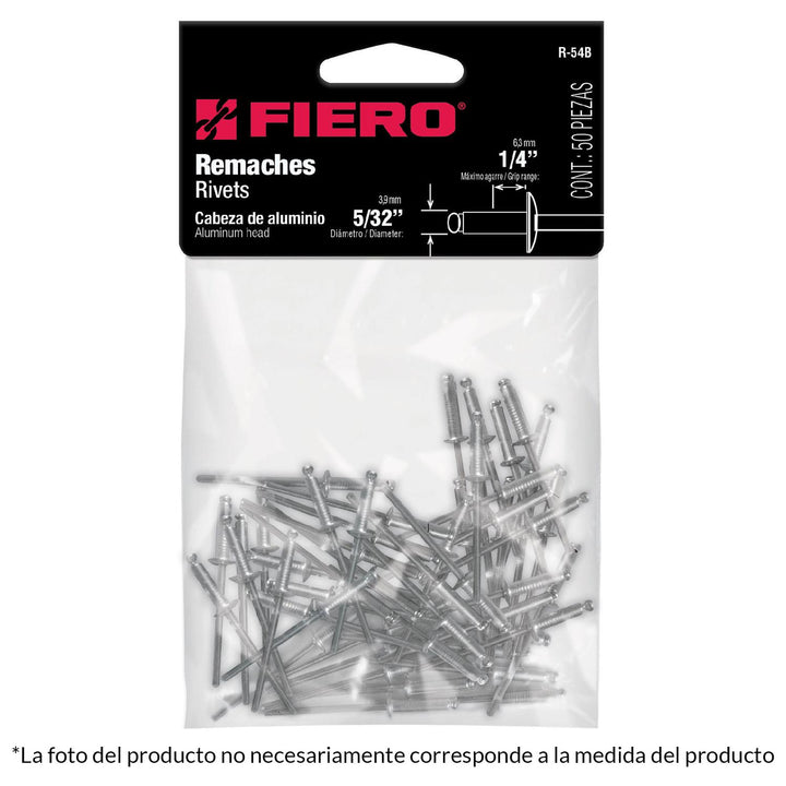 Remaches Con Espiga 4x134mm Bolsa Con 50 Pzas Fiero - Mundo Tool 