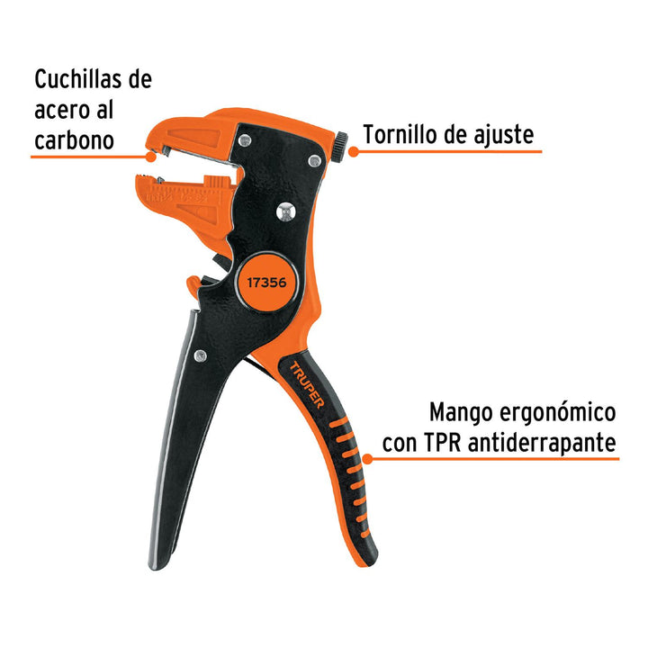 Pinza 7' pela cables automática, 24 a 10 AWG, TRUPER - Mundo Tool 