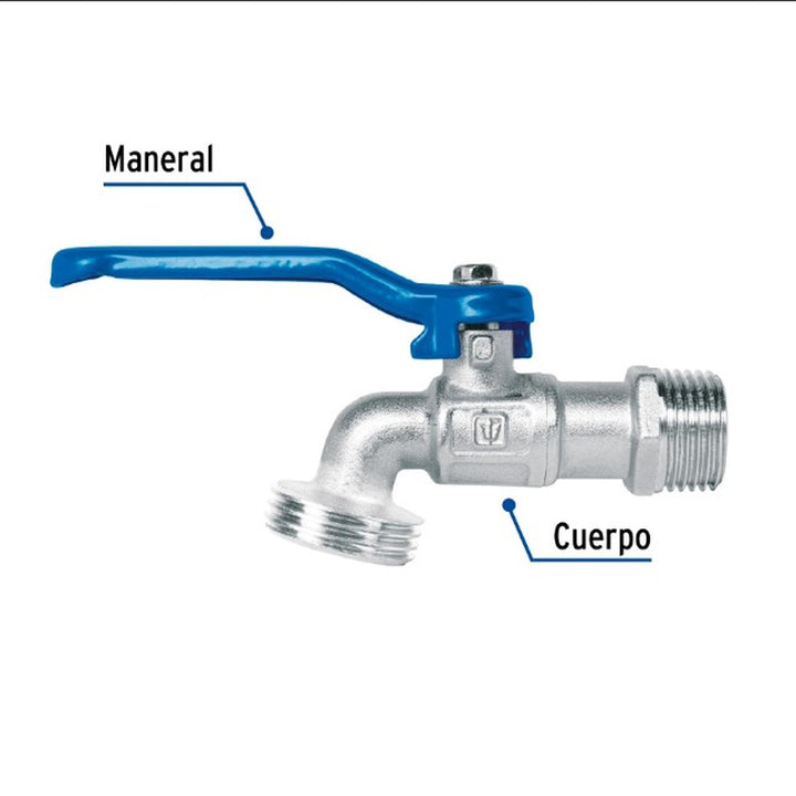 Llave esfera latón 1/2" 115 g s/adap - Mundo Tool 