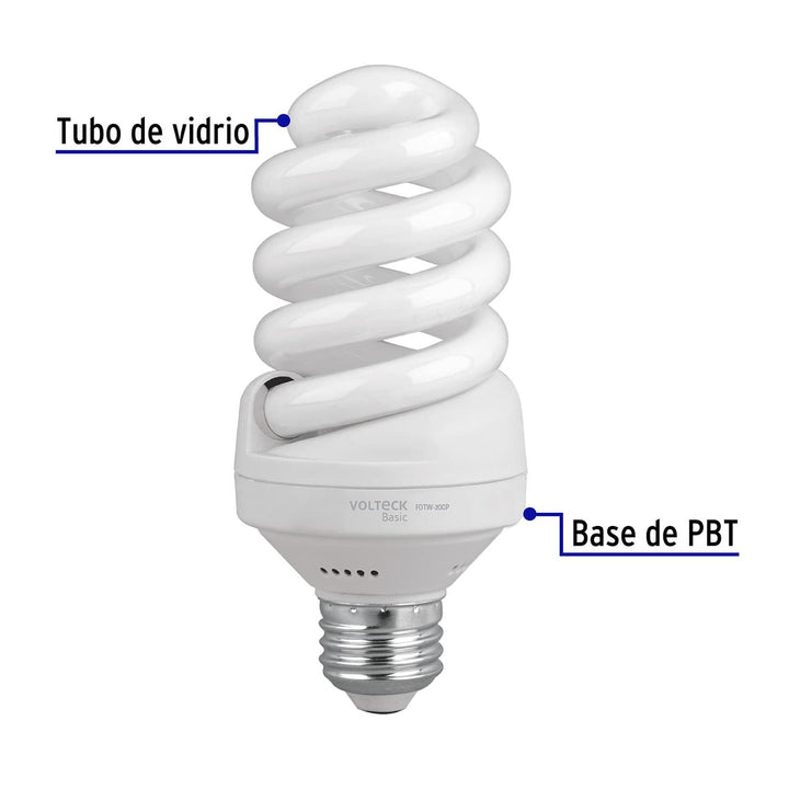 Pack de 4 lámparas espiral T4 20 W luz de día, caja, Volteck - Mundo Tool 