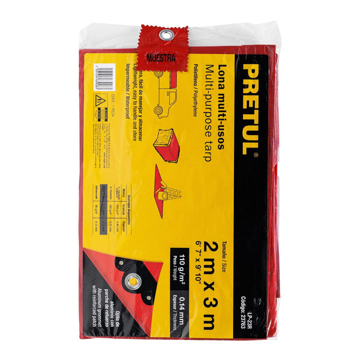 Lona 2x3 Metros Roja Pretul - Mundo Tool 