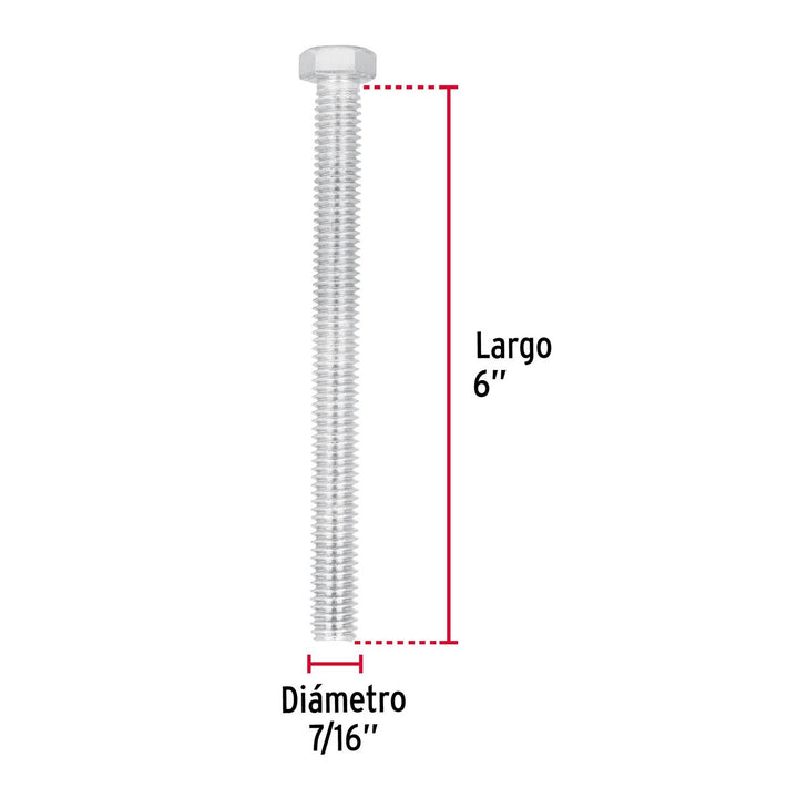 Tornillo tipo máquina, 7/16 x 6', bolsa con 10 pzas Fiero - Mundo Tool 