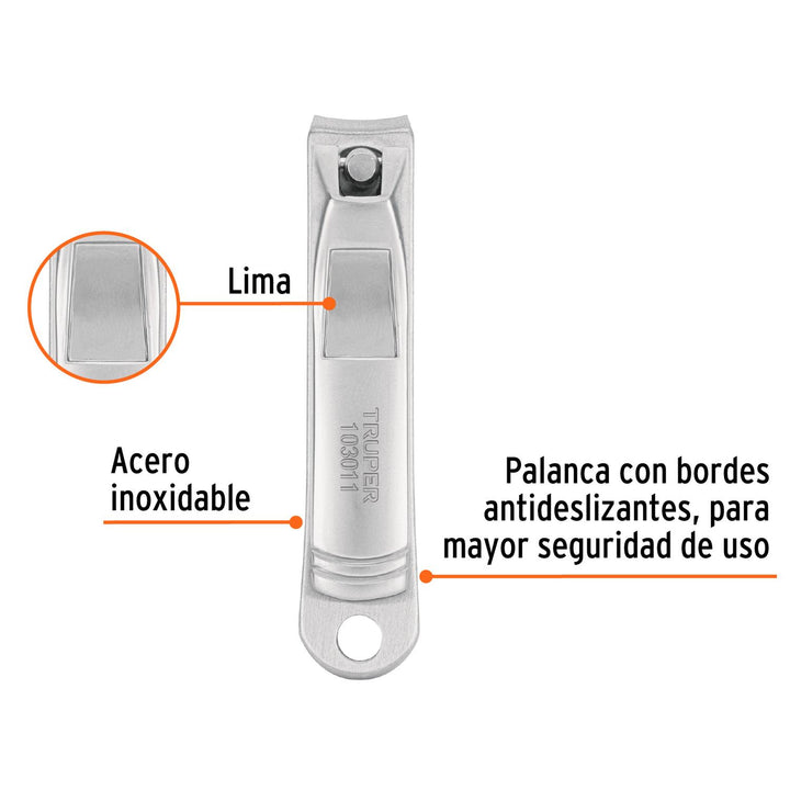 Corta uñas 2' acero inoxidable, Truper - Mundo Tool 