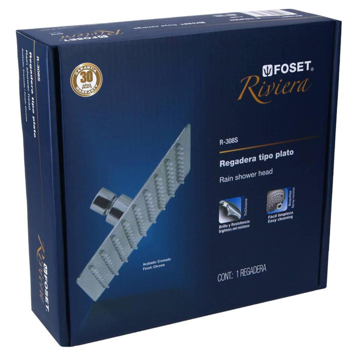 Regadera Acero Inoxidable 8 Sin Brazo Cromado Riviera 45779 - Mundo Tool 