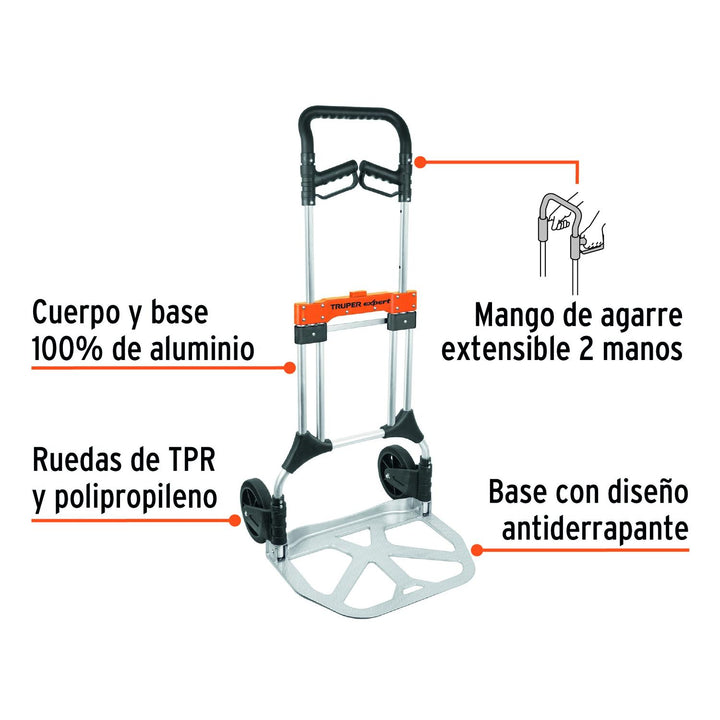 Diablo de carga, plegable, 200 kg, aluminio, Truper Expert - Mundo Tool 