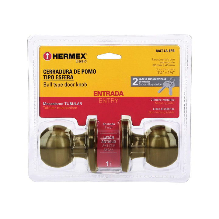 Cerradura esfera tubular entrada antiguo Basic blister Hermex - Mundo Tool 