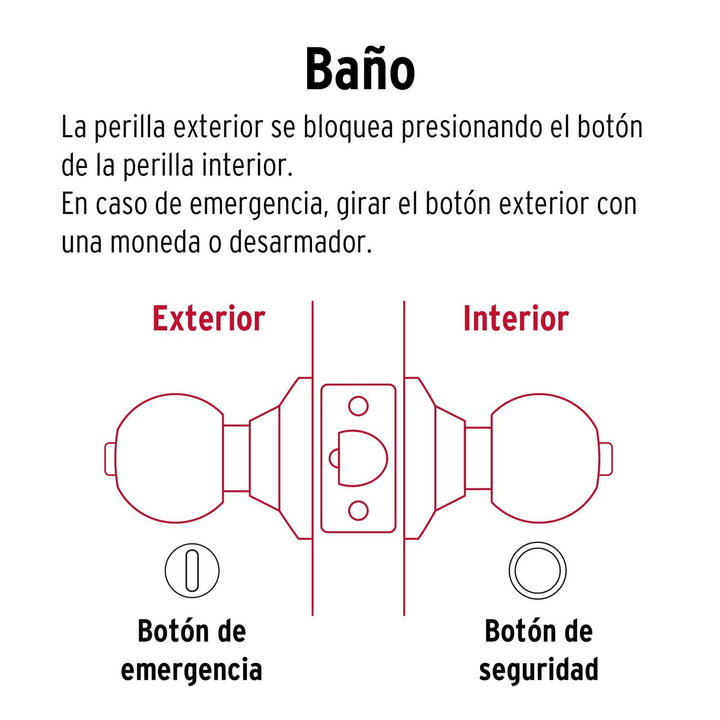 Cerradura esfera, cil, baño, negro, blíster, Basic - Mundo Tool 